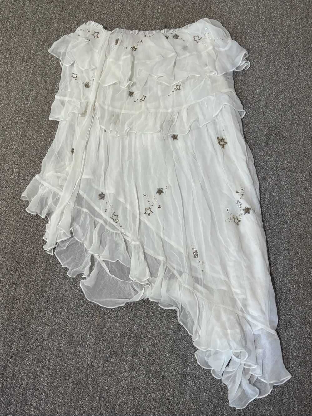 White+beading ROCOCO SAND Ruffled Asymmetrical Dress!!! - Picture 2 of 2